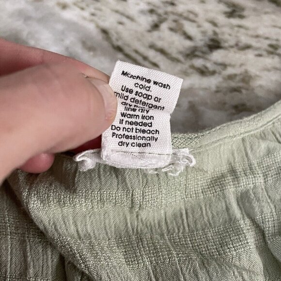 Japna V-Neck Knit Tunic Top Sz M Moss Green Flutter Tiered Viscose Boho Peasant - Picture 5 of 9